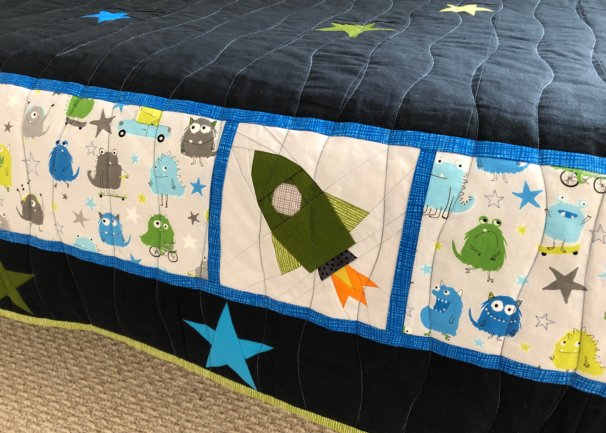 Y’s space quilt – finally done!