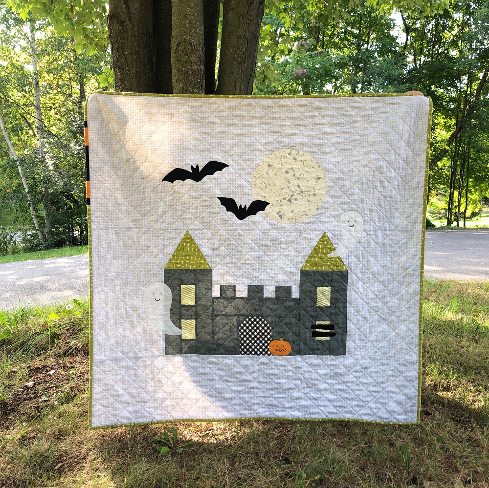 Little Kingdom jumbo castle Halloween quilt with ghost and bat details