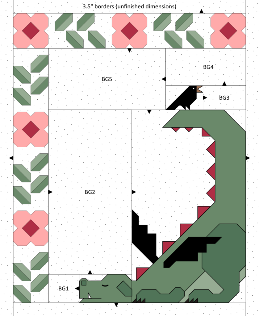 Apples & Beavers, Dragon Garden throw tutorial - Overview of dragon throw quilt top