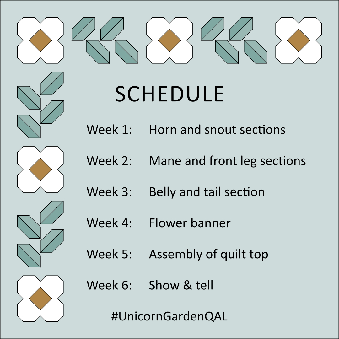 Apples & Beavers - Unicorn Garden QAL schedule