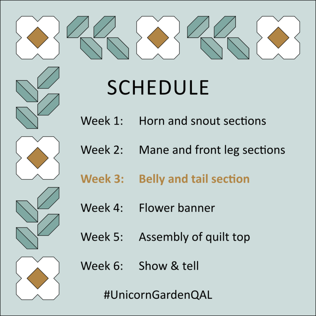 Apples & Beavers, Unicorn Garden quilt along - Week 3 schedule