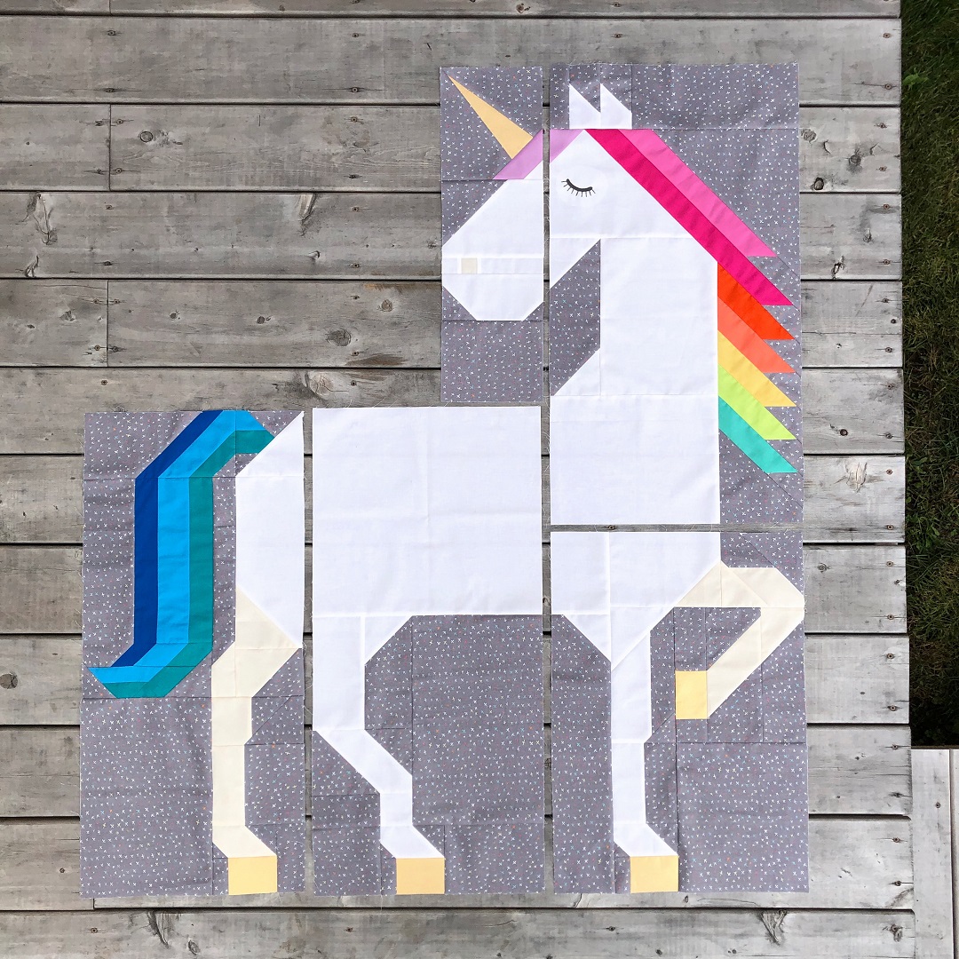 Apples & Beavers, Unicorn Garden QAL - Week 2, preview of full unicorn with striped tail option