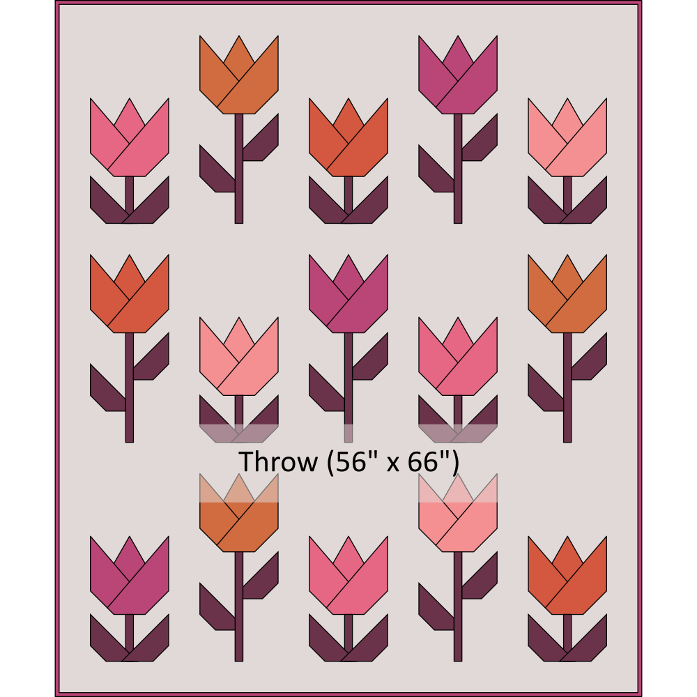 Paper Tulips Quilt Kit - THROW (Cover)
