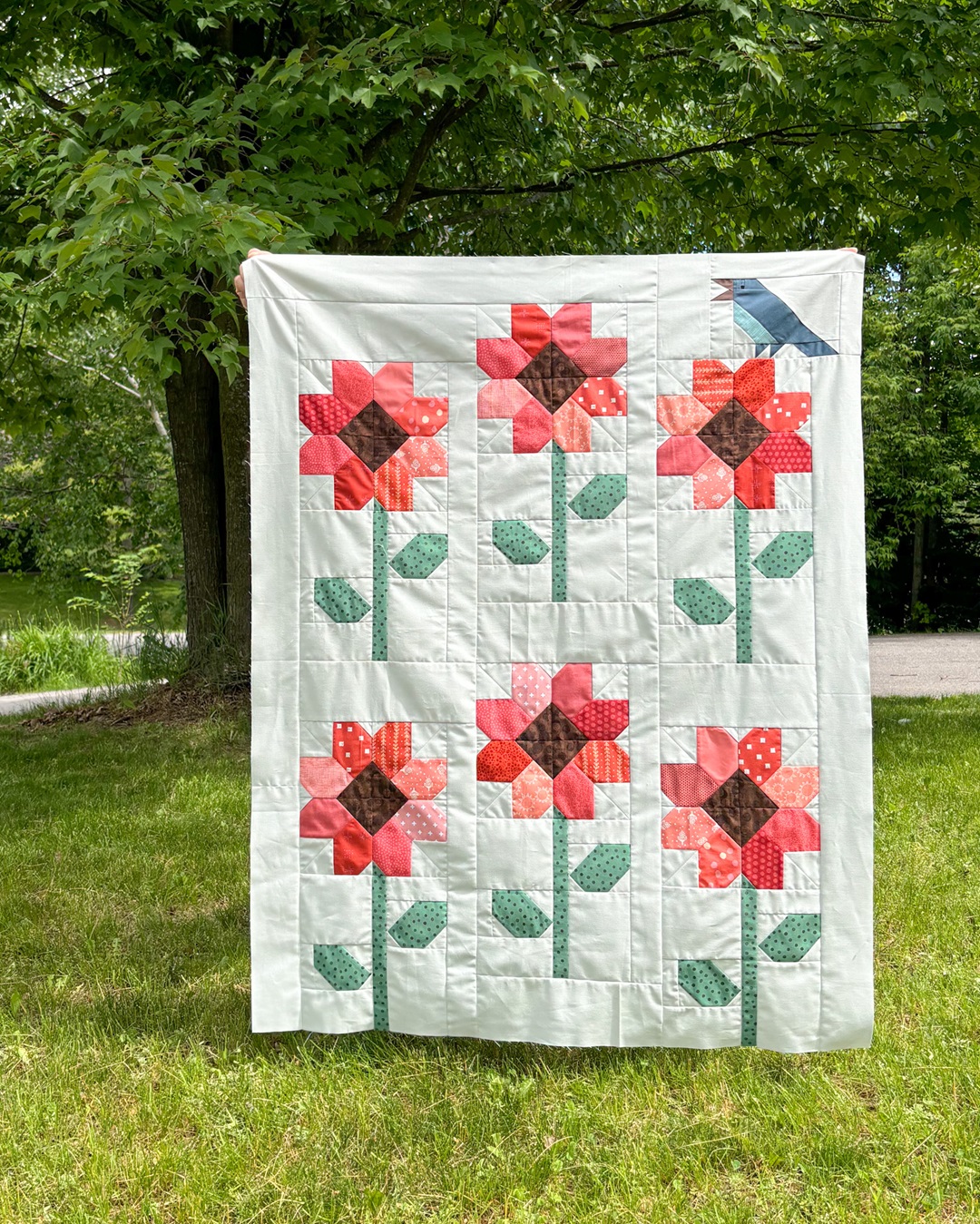Apples & Beavers, photo of crib-sized quilt top